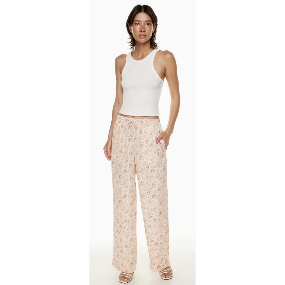 Aritzia Wilfred Toccata Satin Pant Floral Size‎ Medium Drawstring Pull On